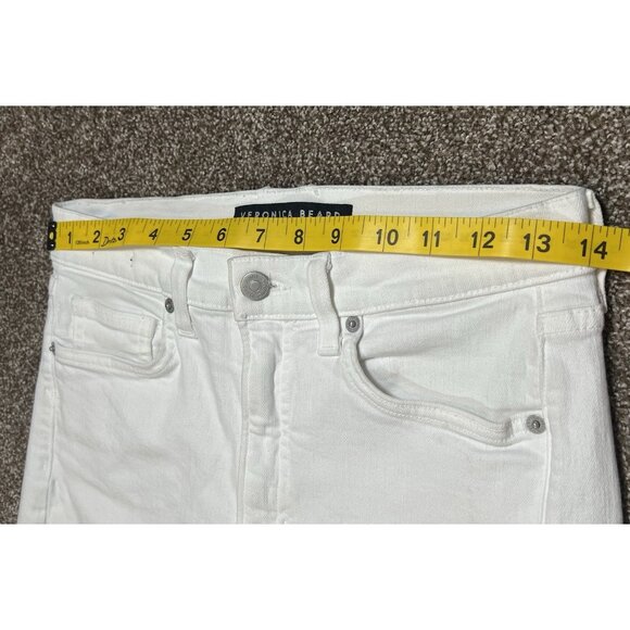 Veronica Beard White Carly Kick Flare High Rise Jeans Size 29/8 Stretch Zipper - Picture 9 of 16